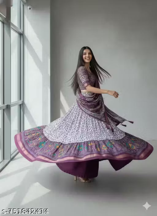 Printed Lehenga Choli Set Featuring Traditional Motifs and Elegant Dupatta